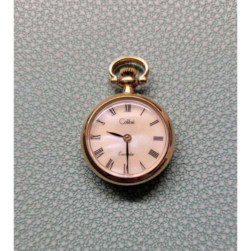 Vintage Colibri Pocket Pendant Quartz Watch Swiss Mother of Pearl